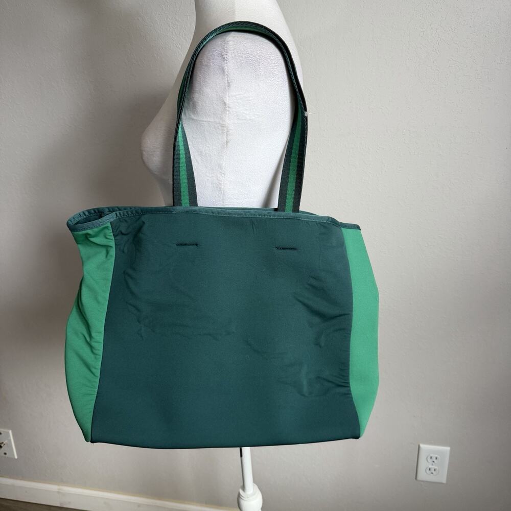 SummerSalt Two Tone Green Neoprene Beach Tote Bag Double Handle Yoga Gym Workout